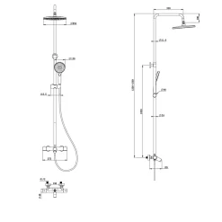 GoodHome Colonne de bain/douche thermostatique avec pommeau, douchette 3 jets, flexible, barre réglable, chrome, Anika