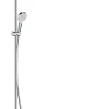 Colonne De Douche Thermostatique|Hansgrohe Colonne de bain/douche thermostatique avec pommeau + douchette 2 jets + flexible + barre réglable, chrome, Showerpipe Crometta S 240