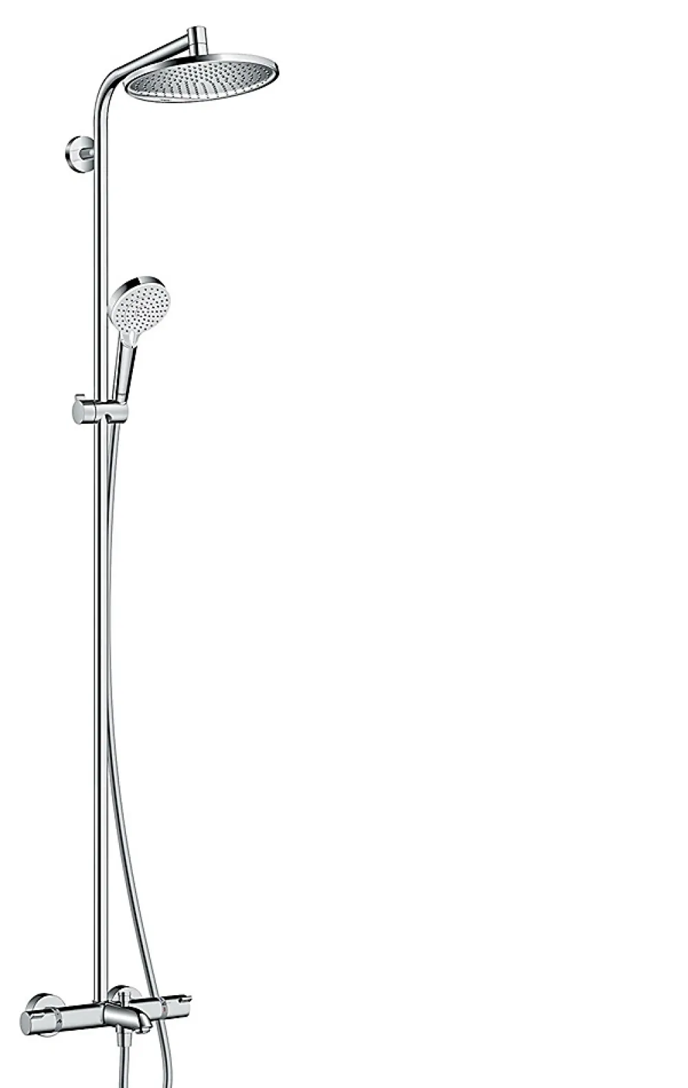 Colonne De Douche Thermostatique|Hansgrohe Colonne de bain/douche thermostatique avec pommeau + douchette 2 jets + flexible + barre réglable, chrome, Showerpipe Crometta S 240