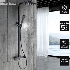 Imex Colonne de Douche Anti-Calcaire Noir Mat FIYI BDF016/NG