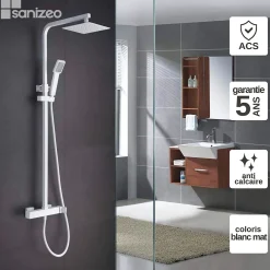 Imex Colonne de Douche Anti-Calcaire Blanc Mat FIYI BDF016/BL