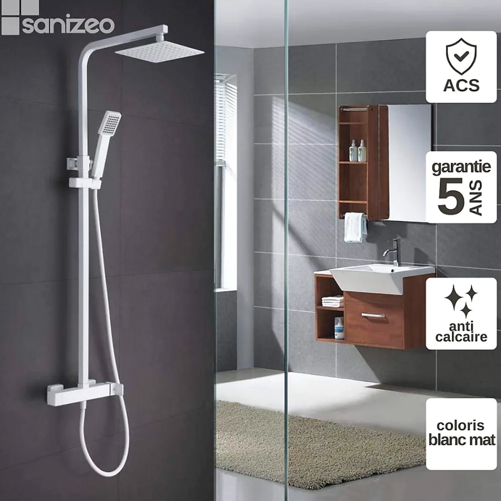 Imex Colonne de Douche Anti-Calcaire Blanc Mat FIYI BDF016/BL
