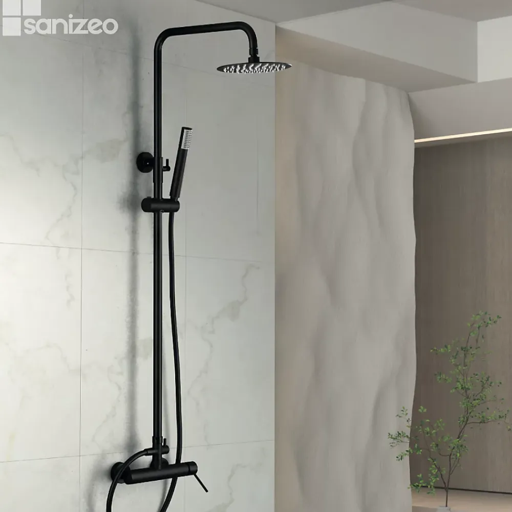 Colonne De Douche Mécanique|Imex Colonne de Douche Anti-Calcaire Noir Mat MILOS STICK BDYS045/NG