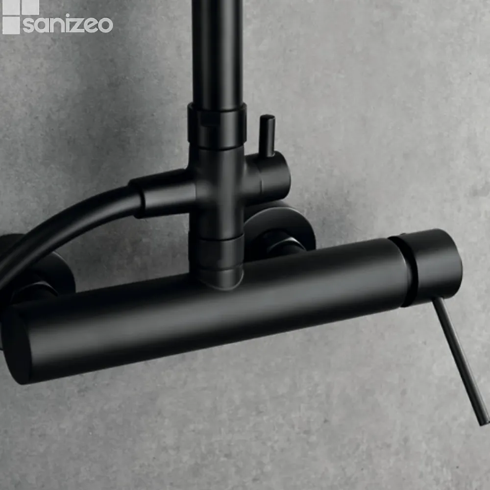Colonne De Douche Mécanique|Imex Colonne de Douche Anti-Calcaire Noir Mat MILOS STICK BDYS045/NG