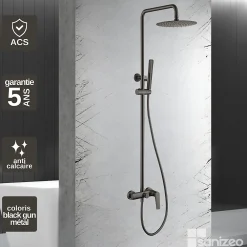 Imex Colonne de Douche Anti-Calcaire Black Gun Métal DELOS BDD055/BGM