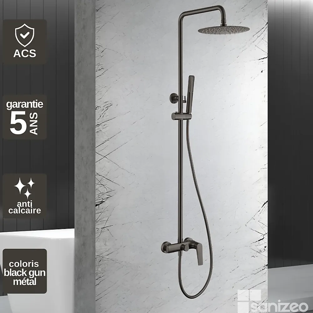 Imex Colonne de Douche Anti-Calcaire Black Gun Métal DELOS BDD055/BGM
