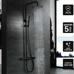 Imex Colonne de Douche Anti-Calcaire Noir Mat DINAMARCA BDR031/NG