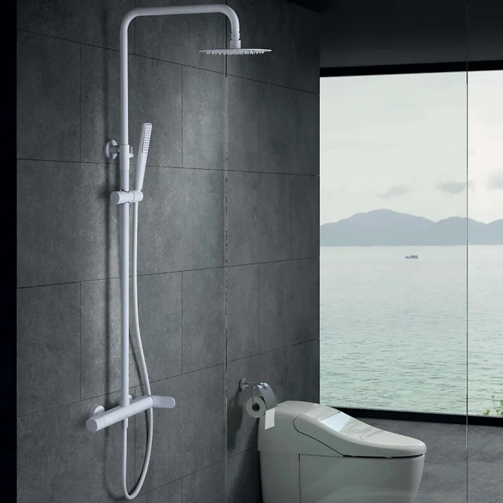 Colonne De Douche Mécanique|Imex Colonne de Douche Anti-Calcaire Blanc Mat DINAMARCA BDR031/BL