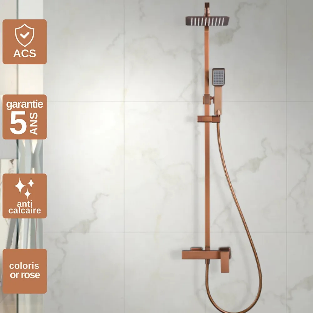 Imex Colonne de Douche Anti-Calcaire Or Rose Cuivré PISA BDP048/ORC