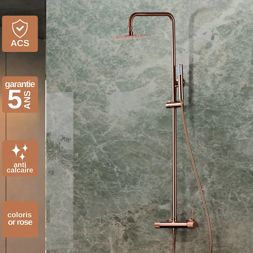 Imex Colonne de Douche Anti-Calcaire Or Rose Cuivré BDD038/ORC