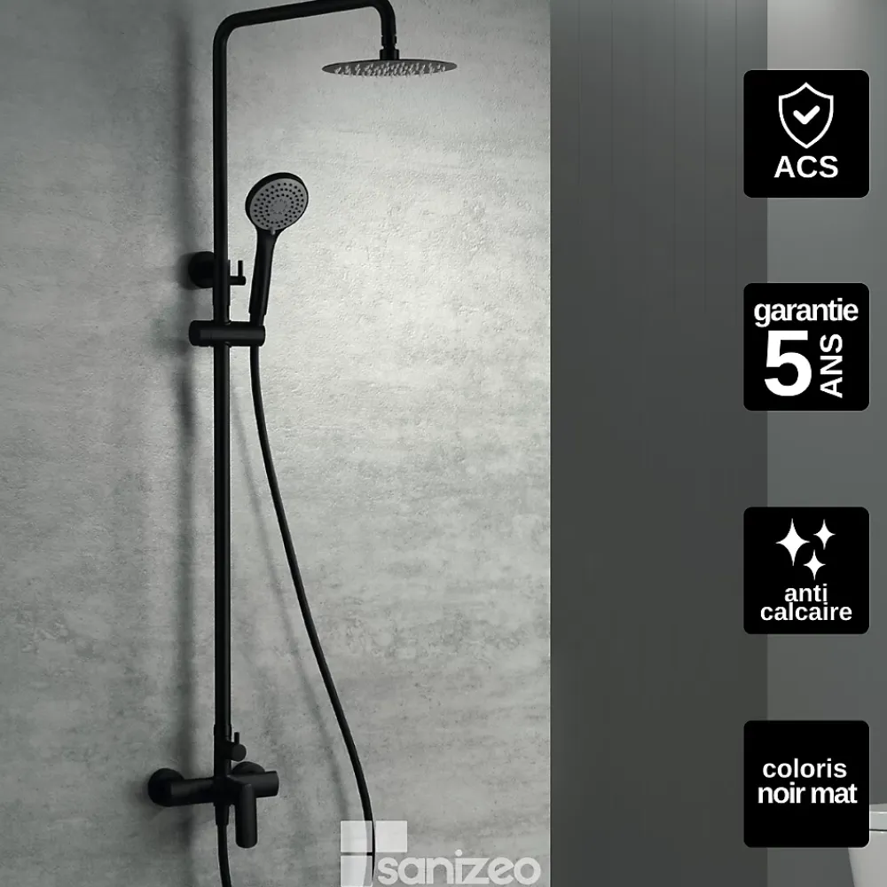 Colonne De Douche Mécanique|Imex Colonne de Douche Anti-Calcaire Noir Mat URAL BDG040/NG