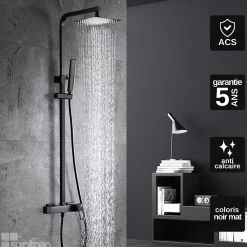 Imex Colonne de Douche Anti-Calcaire Noir Mat SUECIA BDC032/NG