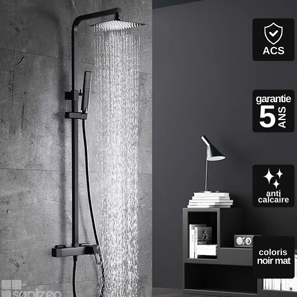Imex Colonne de Douche Anti-Calcaire Noir Mat SUECIA BDC032/NG