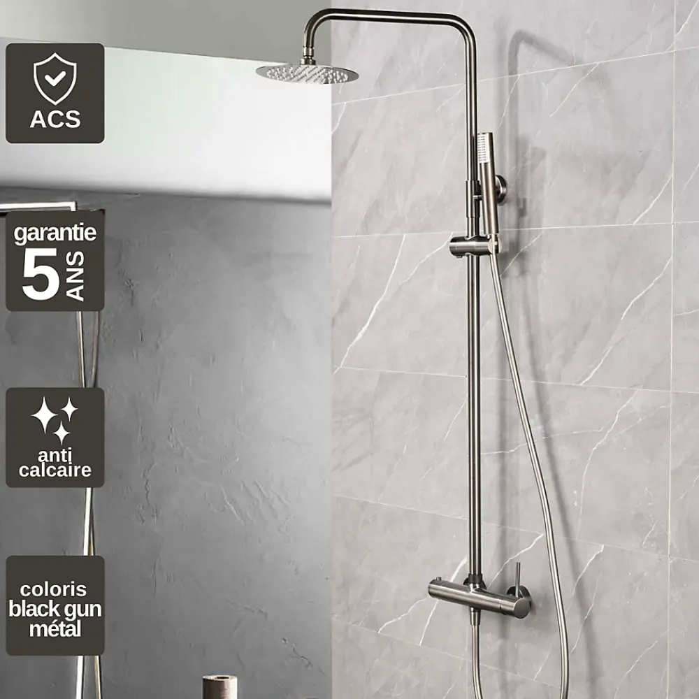 Colonne De Douche Mécanique|Imex Colonne de Douche Anti-Calcaire Black Gun Métal MONZA BDM039/BGM