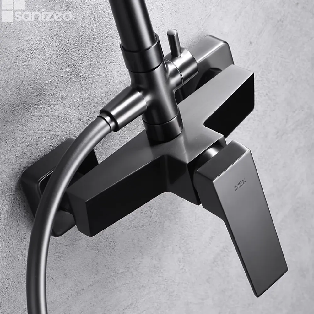 Colonne De Douche Mécanique|Imex Colonne de Douche Anti-Calcaire Black Gun Métal ART BDAR025/BGM