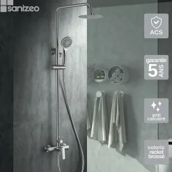 Colonne De Douche Mécanique|Imex Colonne de Douche Anti-Calcaire Nickel Brossé URAL BDG040/NQ
