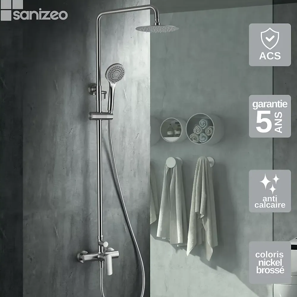 Colonne De Douche Mécanique|Imex Colonne de Douche Anti-Calcaire Nickel Brossé URAL BDG040/NQ