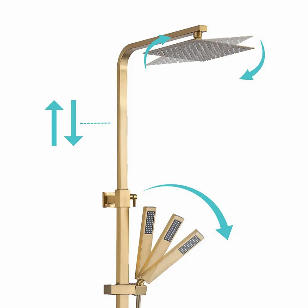 Lomazoo Colonne de douche avec mitigeur thermostatique Estrella doré