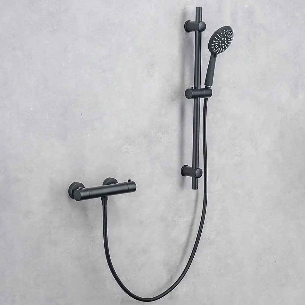 Colonne De Douche Thermostatique|Lomazoo Colonne de douche avec mitigeur thermostatique Lando noir