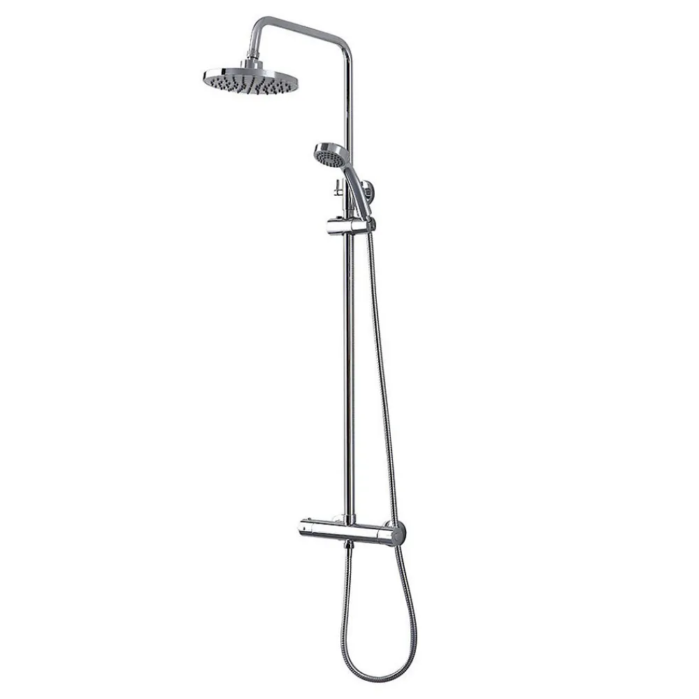 Kiamami Valentina Colonne De Douche Avec Mitigeur Thermostatique, Tête De Douche Fixe Et Douchette À Main À Jet Unique