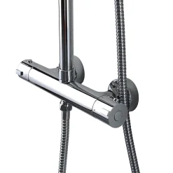 Kiamami Valentina Colonne De Douche Avec Mitigeur Thermostatique, Tête De Douche Fixe Et Douchette À Main À Jet Unique