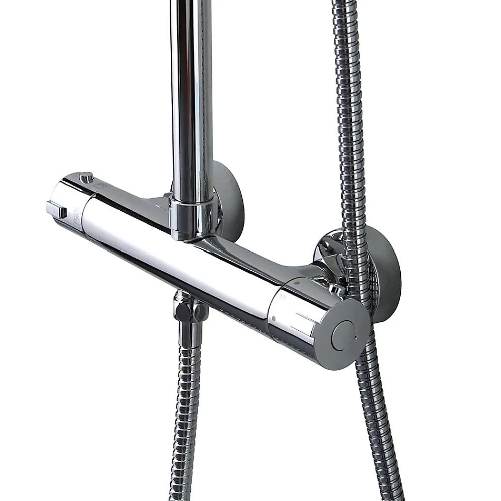 Kiamami Valentina Colonne De Douche Avec Mitigeur Thermostatique, Tête De Douche Fixe Et Douchette À Main À Jet Unique