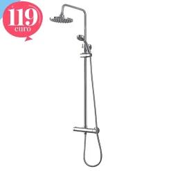 Kiamami Valentina Colonne De Douche Avec Mitigeur Thermostatique, Tête De Douche Fixe Et Douchette À Main À Jet Unique