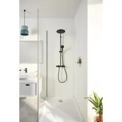 Grohe Colonne de douche avec mitigeur thermostatique - Economie d'eau - Vitalio Start System 250 - Noir Mat - 266772431