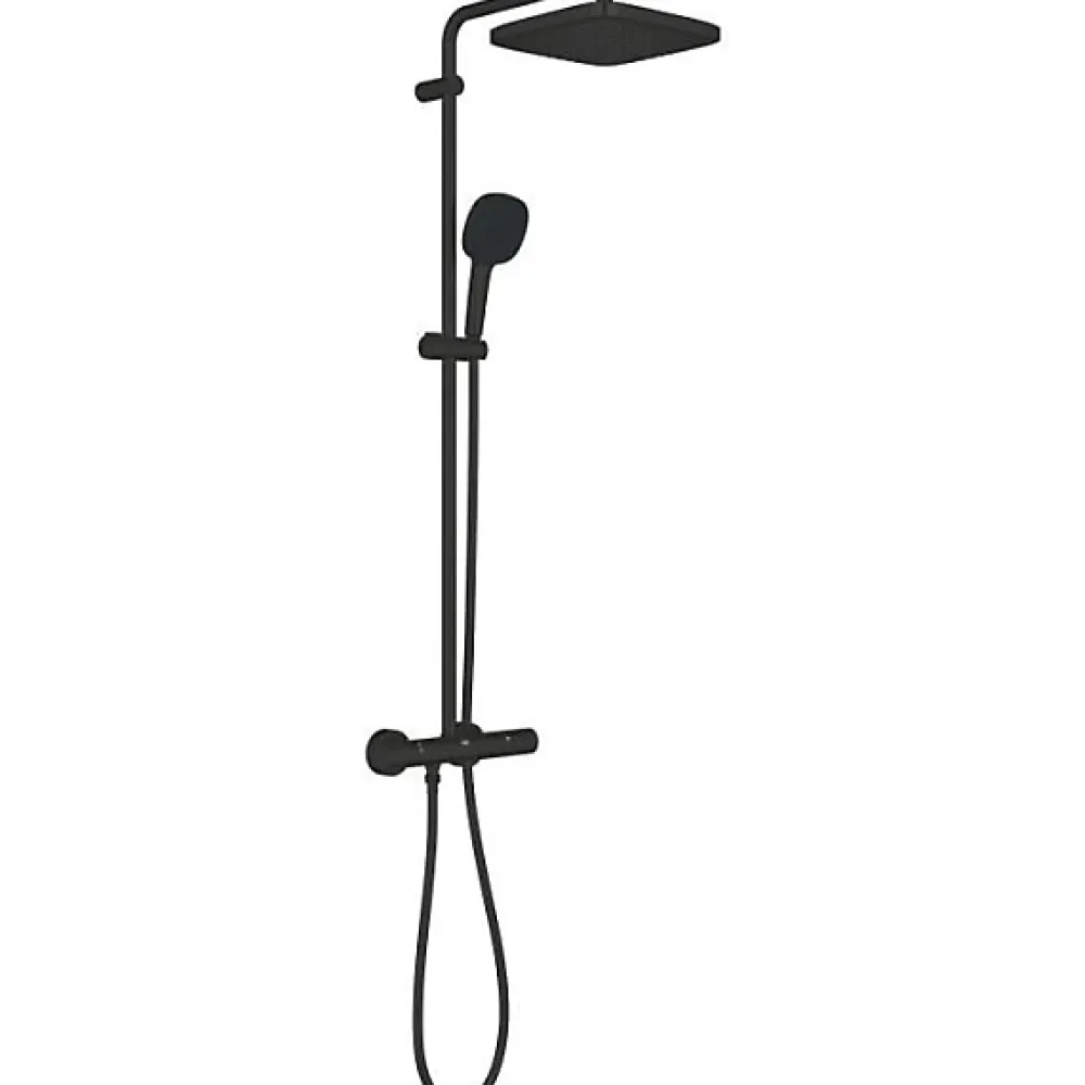 Colonne De Douche Thermostatique|Grohe Colonne de douche avec mitigeur thermostatique - Economie d'eau - Vitalio Comfort 250 - Noir Mat - 266962431