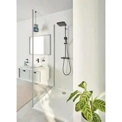 Colonne De Douche Thermostatique|Grohe Colonne de douche avec mitigeur thermostatique - Economie d'eau - Vitalio Comfort 250 - Noir Mat - 266962431