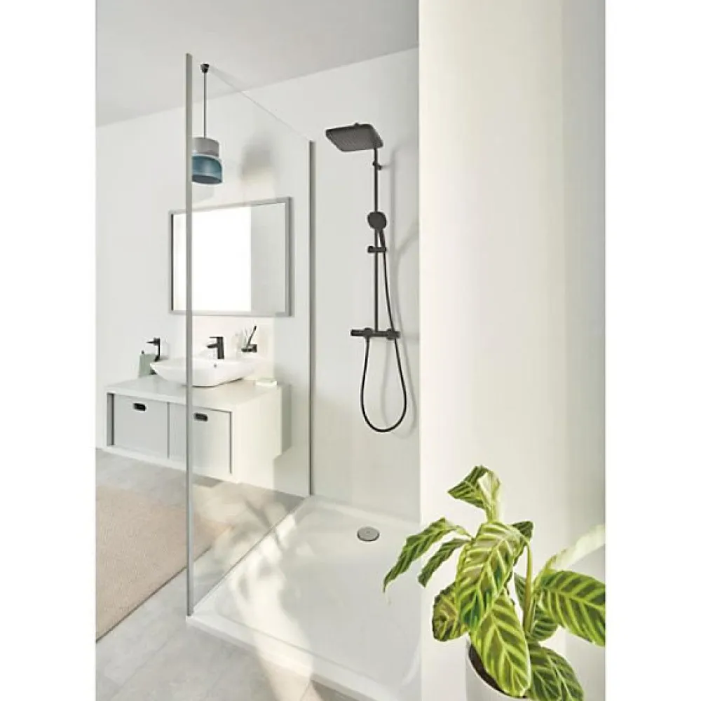 Colonne De Douche Thermostatique|Grohe Colonne de douche avec mitigeur thermostatique - Economie d'eau - Vitalio Comfort 250 - Noir Mat - 266962431
