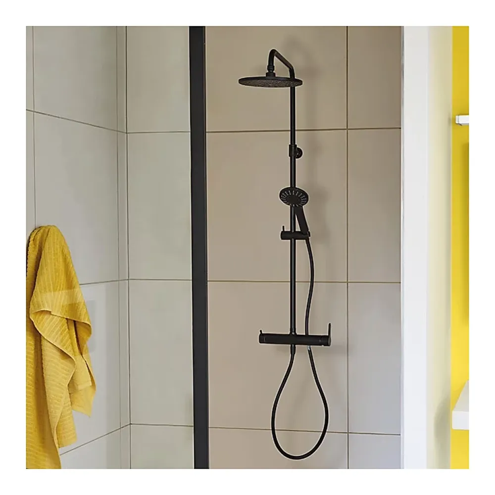 Colonne De Douche Mécanique|Planète Bain Colonne de douche avec mitigeur mécanique - noir mat - Black Roma Touch