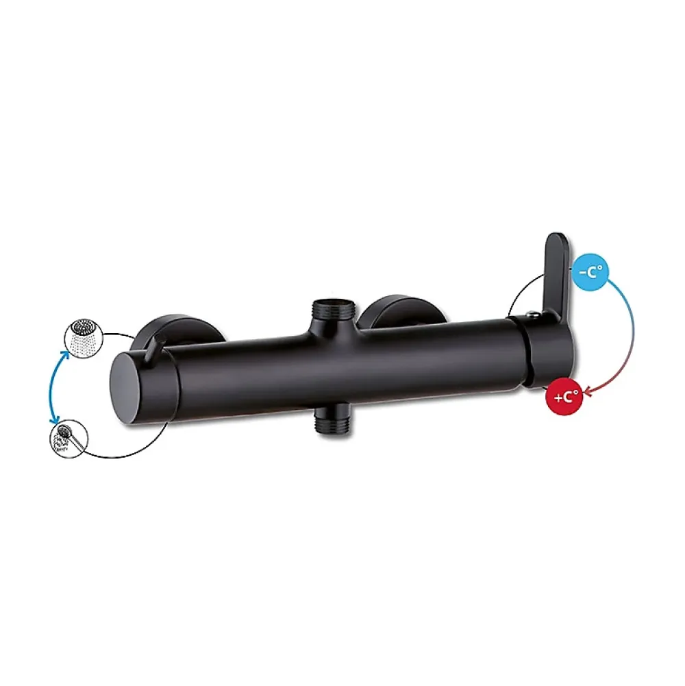 Colonne De Douche Mécanique|Planète Bain Colonne de douche avec mitigeur mécanique - noir mat - Black Roma Touch