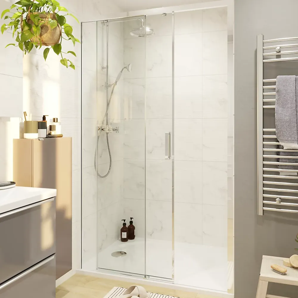Colonne De Douche Mécanique|GoodHome Colonne de douche avec mélangeur mécanique + douchette + flexible + barre réglable, chrome, Etel