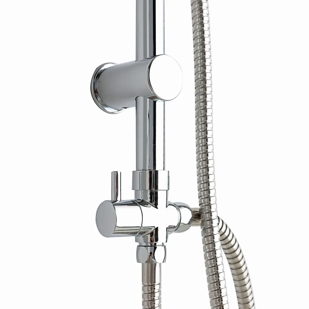 Kiamami Valentina Colonne De Douche Avec Pommeau Fixe, Douchette, Porte-Savon Et Déviateur Chromé.