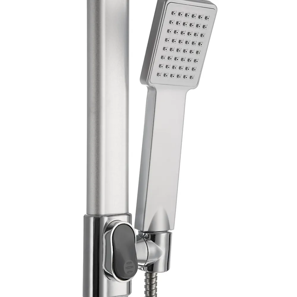 Tectake Colonne de douche avec porte savon aspect Chrome gris