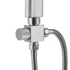 Tectake Colonne de douche avec porte savon aspect Chrome gris