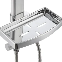 Tectake Colonne de douche avec porte savon aspect Chrome gris