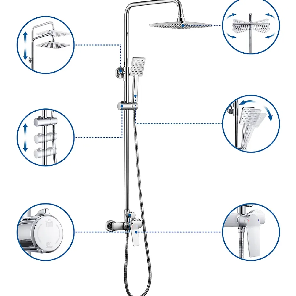 Colonne De Douche Mécanique|Auralum Max Colonne de Douche avec Robinetterie , Ensemble de Douche avec pommeau + douchette + flexible