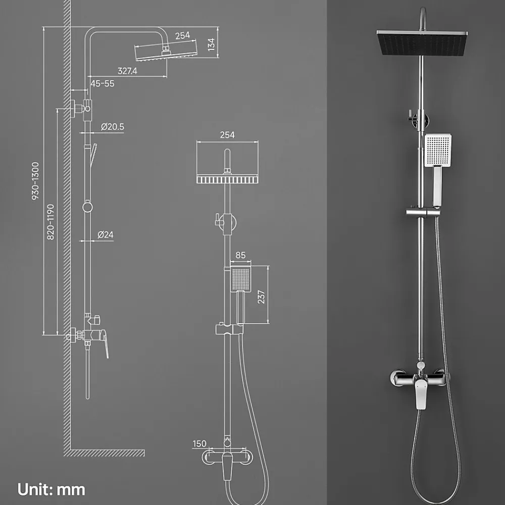 Colonne De Douche Mécanique|Auralum Max Colonne de Douche avec Robinetterie , Ensemble de Douche avec pommeau + douchette + flexible
