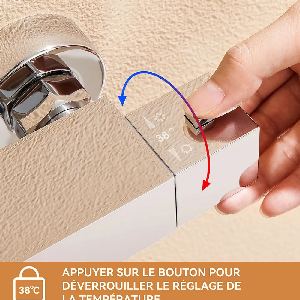 Colonne De Douche Thermostatique|Auralum Max Colonne de Douche avec Robinetterie Thermostatique, Ensemble de Douche avec pommeau + douchette