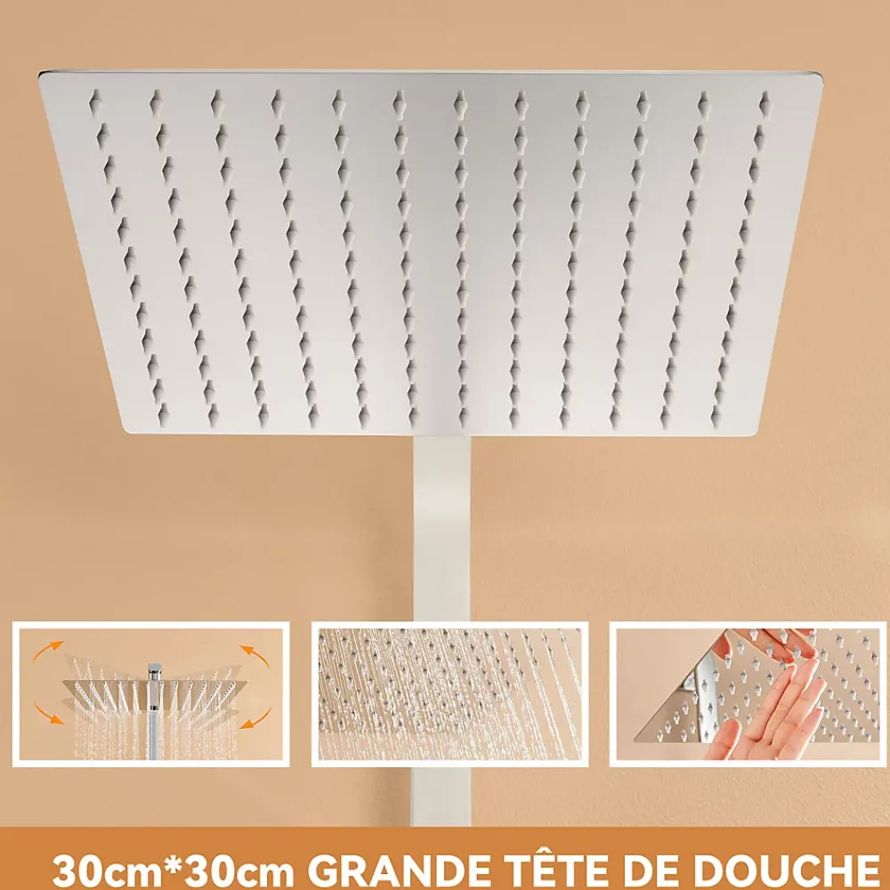 Colonne De Douche Thermostatique|Auralum Max Colonne de Douche avec Robinetterie Thermostatique, Ensemble de Douche avec pommeau + douchette