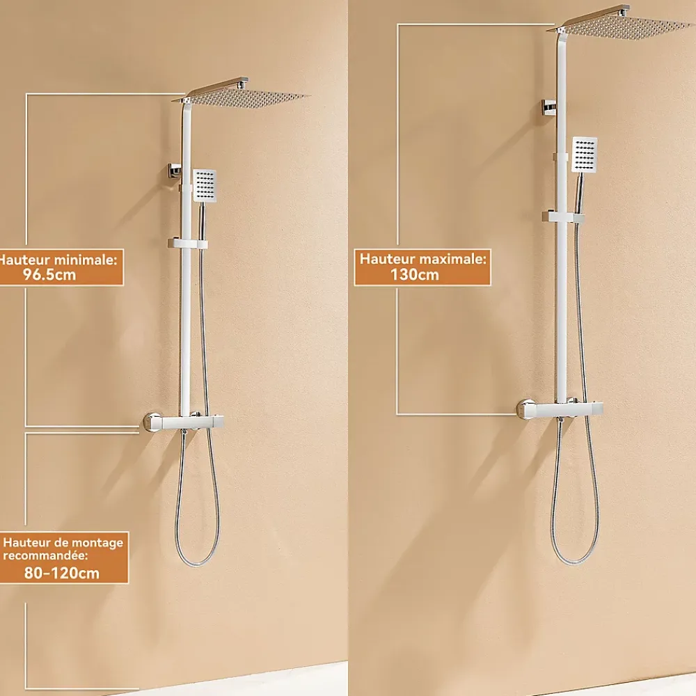 Colonne De Douche Thermostatique|Auralum Max Colonne de Douche avec Robinetterie Thermostatique, Ensemble de Douche avec pommeau + douchette