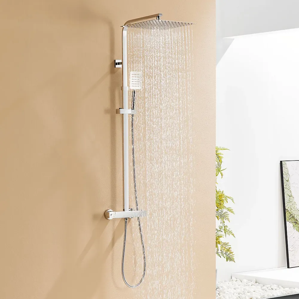 Colonne De Douche Thermostatique|Auralum Max Colonne de Douche avec Robinetterie Thermostatique, Ensemble de Douche avec pommeau + douchette