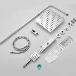 Colonne De Douche Thermostatique|Auralum Max Colonne de Douche avec Robinetterie Thermostatique, Ensemble de Douche avec pommeau + douchette
