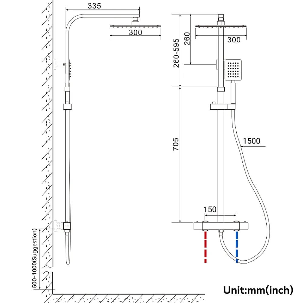 Colonne De Douche Thermostatique|Auralum Max Colonne de Douche avec Robinetterie Thermostatique, Ensemble de Douche avec pommeau + douchette
