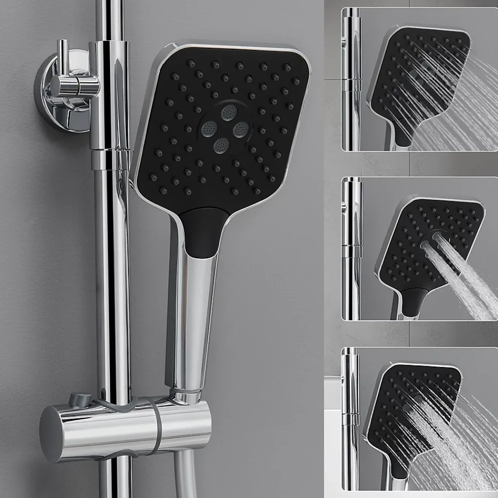 Lohneo Max Colonne de Douche avec Robinetterie Thermostatique Lonheo max Ensemble de Douche avec Etagère, Douchette 3 jets