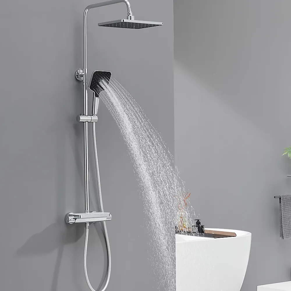 Lohneo Max Colonne de Douche avec Robinetterie Thermostatique Lonheo max Ensemble de Douche avec Etagère, Douchette 3 jets