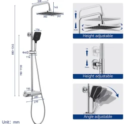 Lohneo Max Colonne de Douche avec Robinetterie Thermostatique Lonheo max Ensemble de Douche avec Etagère, Douchette 3 jets
