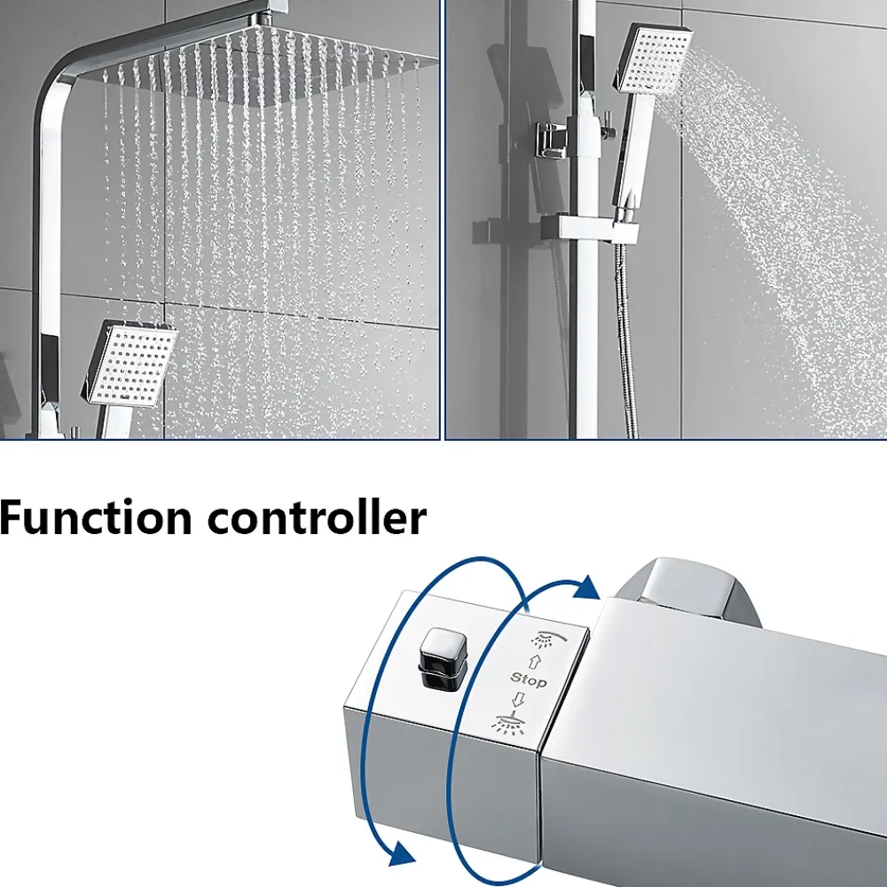 Auralum Max Colonne de Douche avec Robinetterie Thermostatique, Ensemble de Douche avec pommeau + douchette + flexible